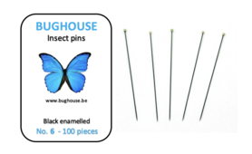 BUGHOUSE Insect pins NR-6 (100 pieces) black rust proof steel 
