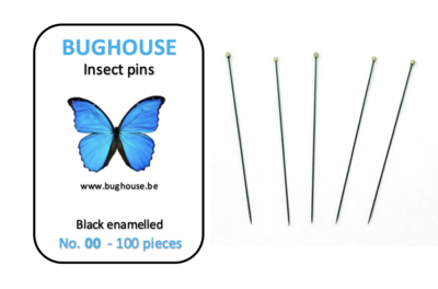 BUGHOUSE Insect pins NR-00 (100 pieces) black rust proof steel 