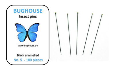 BUGHOUSE Insect pins NR-5 (100 pieces) black rust proof steel 
